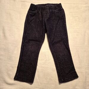 Tea Collection girls size 3 black with sparkly filament pull on pants VGUC